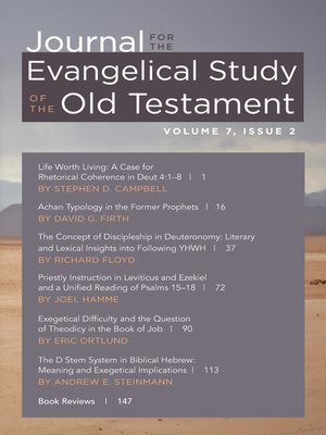 cover image of Journal for the Evangelical Study of the Old Testament, 7.2